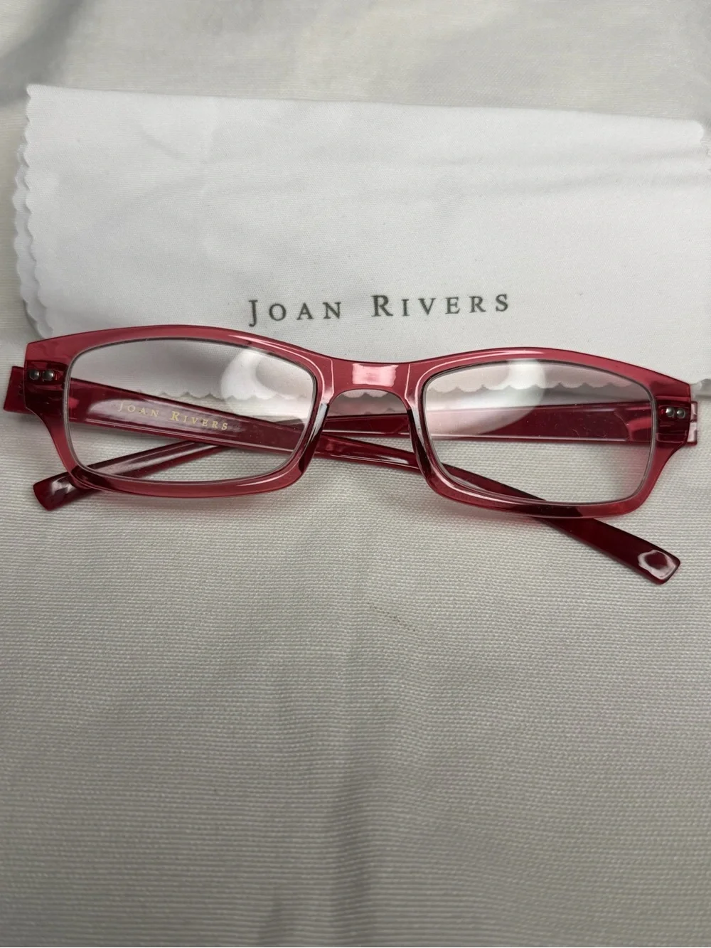 Joan Rivers Translucent Rose Rectangular Reading Glasses - Picture 2 of 4